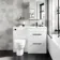 Avon Gloss White Combination Basin Drawer and Seattle Toilet 1100mm - Black Accents - Right Handed