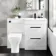 Avon Gloss White Combination Basin Drawer and Atlanta Toilet 1100mm - Black Accents - Right Handed