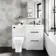 Avon Gloss White Combination Basin Drawer and Atlanta Toilet 1100mm - Black Accents - Right Handed