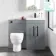 Avon Stone Grey Combination Vanity Basin and Seattle Toilet 1000mm - Black Accents
