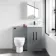 Avon Stone Grey Combination Vanity Basin and Seattle Toilet 1000mm - Black Accents