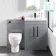 Avon Stone Grey Combination Vanity Basin and Seattle Toilet 1100mm - Black Accents