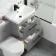 Avon Stone Grey Combination Basin Drawer and Denver Toilet 1100mm - Black Accents
