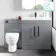Avon Stone Grey Combination Vanity Basin and Seattle Toilet 1300mm - Black Accents