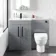 Avon Stone Grey Combination Vanity Basin and Seattle Toilet 1100mm - Black Accents - Left Handed