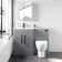 Avon Stone Grey Combination Vanity Basin and Seattle Toilet 1100mm - Black Accents - Left Handed