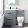 Avon Stone Grey Combination Basin Drawer and Seattle Toilet 1100mm - Black Accents - Left Handed