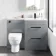 Avon Stone Grey Combination Basin Drawer and Seattle Toilet 1100mm - Black Accents - Right Handed