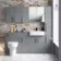 Harper Stone Grey Combination Vanity Basin and Denver Toilet 1500mm - Black Accents