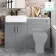 Harper Stone Grey Basin Vanity with Marble Top & Back To Wall Unit 1200mm - Black Accents