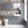 Harper Stone Grey Combination Vanity Basin with Marble Top & Denver Toilet 1500mm - Black Accents