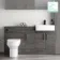 Harper Charcoal Elm Combination Vanity Basin and Denver Toilet 1500mm - Black Accents
