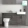 Harper Charcoal Elm Combination Vanity Basin with Marble Top & Denver Toilet 1500mm - Black Accents
