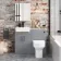 Harper Stone Grey Combination Vanity Basin with Marble Top & Denver Toilet 1000mm - Black Accents