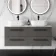 Elba Graphite Grey Double Wall Hung Drawer Vanity with Marble Top & Curved Counter Top Basin 1200mm - Black Accents