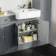 Monaco Dove Grey Combination Vanity Basin with Marble Top and Hudson Toilet with Wooden Seat 1500mm