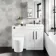 Avon Gloss White Combination Vanity Basin and Boston Toilet 1100mm - Black Accents