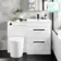 Avon Gloss White Combination Basin Drawer and Boston Toilet 1100mm - Black Accents