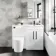 Avon Gloss White Combination Vanity Basin and Boston Toilet 1100mm - Black Accents - Right Handed