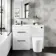 Avon Gloss White Combination Basin Drawer and Boston Toilet 1100mm - Black Accents - Left Handed