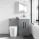 Avon Stone Grey Combination Vanity Basin and Boston Toilet 1000mm - Black Accents