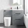 Avon Stone Grey Combination Basin Drawer and Boston Toilet 1100mm - Black Accents - Right Handed