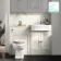 Monaco Chalk White Combination Vanity Traditional Basin and Hudson Toilet with Wooden Seat 1200mm