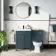 Bermuda Traditional Inky Blue Slimline Back To Wall Unit and Hudson Toilet with Wooden Seat