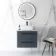 Elba Inky Blue Wall Hung Drawer Vanity with Marble Top & Curved Counter Top Basin 600mm - Black Accents