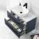 Elba Inky Blue Wall Hung Drawer Vanity with Marble Top & Curved Counter Top Basin 800mm - Black Accents
