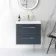 Elba Inky Blue Wall Hung Basin Drawer Vanity 600mm - Brushed Brass Accents