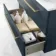 Elba Inky Blue Wall Hung Drawer 800mm Excludes Counter Top Basin - Brushed Brass Accents