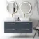 Elba Inky Blue Double Wall Hung Drawer Vanity with Marble Top & Curved Basin 1200mm - Brushed Brass Accents