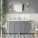 Bermuda Dove Grey Double Basin Vanity 1200mm - Brushed Brass Accents