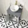 Bermuda Dove Grey Vanity with Round Counter Top Basin 600mm - Brushed Brass Accents