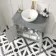 Bermuda Dove Grey Vanity with Round Counter Top Basin 800mm - Brushed Brass Accents