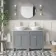 Bermuda Dove Grey Vanity with Marble Top & Oval Counter Top Basin 1200mm - Brushed Brass Accents