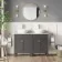 Bermuda Graphite Grey Vanity with Marble Top & Oval Counter Top Basin 1200mm - Brushed Brass Accents