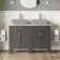 Bermuda Graphite Grey Cabinet with Marble Top 1200mm Excludes Counter Top Basins - Brushed Brass Accents
