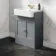 Monaco Dove Grey Basin Vanity 600mm - Brushed Brass Accents