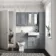 Monaco Dove Grey Basin Vanity and Back To Wall Toilet Unit 1200mm (Excludes Pan & Cistern) - Brushed Brass Accents