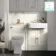 Monaco Chalk White Basin Vanity and Back To Wall Toilet Unit 1200mm (Excludes Pan & Cistern) - Brushed Brass Accents