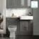 Monaco Graphite Grey Combination Vanity Basin with Marble Top 1200mm (Excludes Pan & Cistern) - Brushed Brass Accents