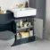 Monaco Inky Blue Basin Vanity and Back To Wall Unit 1200mm (Excludes Pan & Cistern) - Brushed Brass Accents
