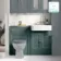 Monaco Midnight Green Basin Vanity and Back To Wall Unit 1200mm (Excludes Pan & Cistern) - Brushed Brass Accents