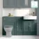 Monaco Midnight Green Basin Vanity and Back To Wall Unit 1500mm (Excludes Pan & Cistern) - Brushed Brass Accents