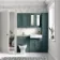 Monaco Midnight Green Combination Vanity Basin with Marble Top 1200mm (Excludes Pan & Cistern) - Brushed Brass Accents