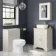 Lucia Chalk White Vanity with Oak Effect Top & Curved Counter Top Basin 640mm - Brushed Brass Accents