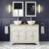 Lucia Chalk White Double Vanity with Oak Effect Top & Round Counter Top Basin 1200mm - Brushed Brass Accents