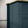Lucia Inky Blue Double Vanity with Oak Effect Top & Round Counter Top Basin 1200mm - Brushed Brass Accents
